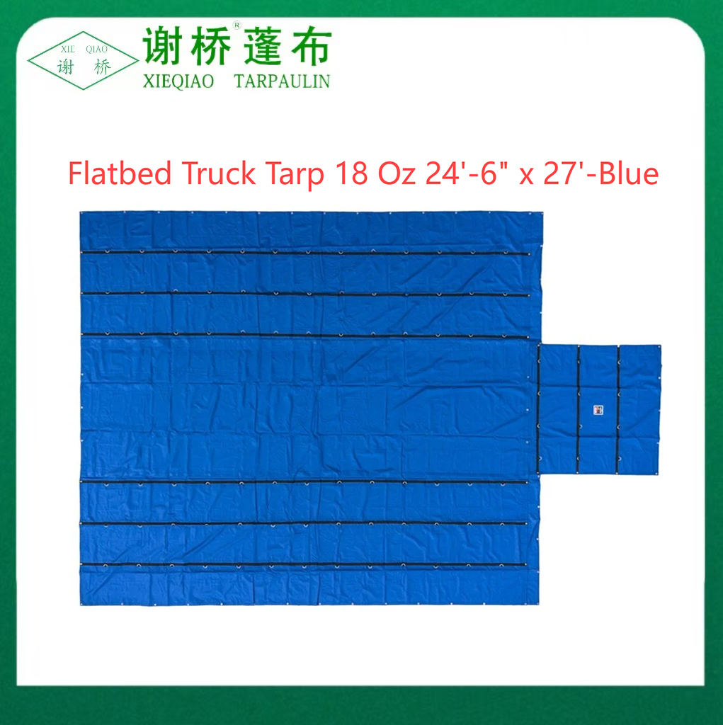 18oz flatbed truck tarp 24 "-6" "x27" (8 "druppel) -BLUE